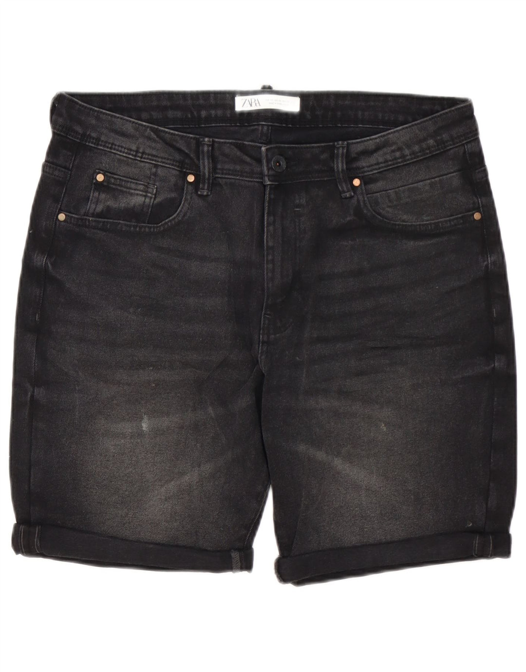 Zara Herre Denim Shorts EU 44 Large W34 Sort Bomuld