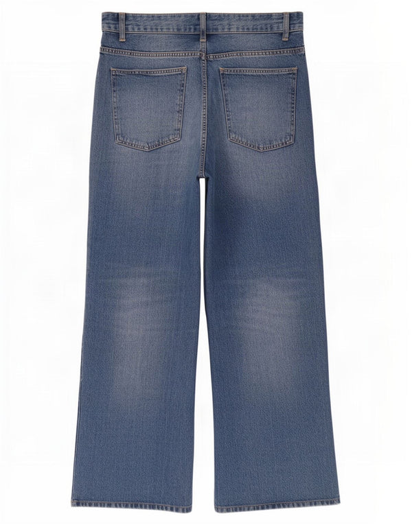 Zara Dame Jeans med høj talje og brede ben EU 44 XL W34 L32 Blå