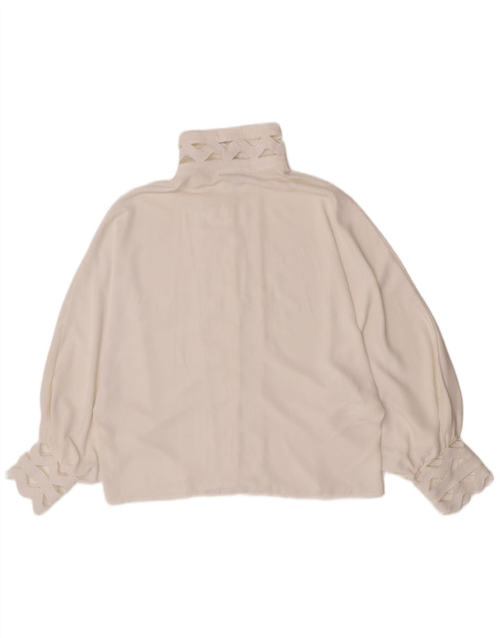 Vintage dameskjorte bluse UK 14 Stor hvid polyester