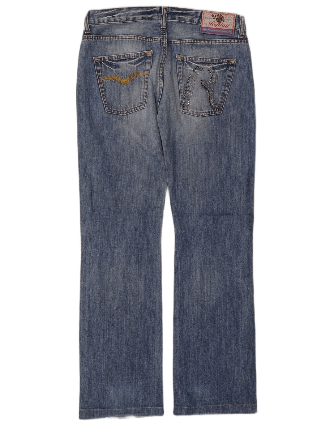 REPLAY Dame Straight Jeans W28 L30 Blå Bomuld