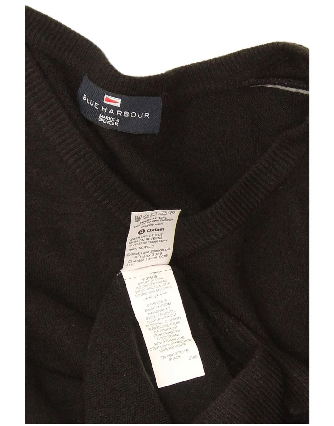 Marks & Spencer Herre Blue Harbor V-hals sweater Medium Sort