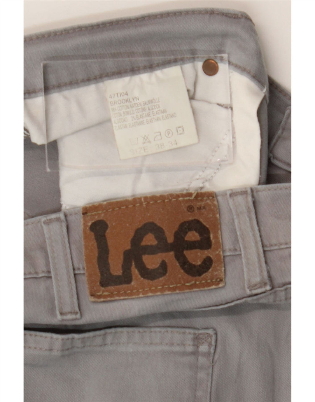 Lee Mens Brooklyn Straight Jeans W38 L30 Grå Bomuld