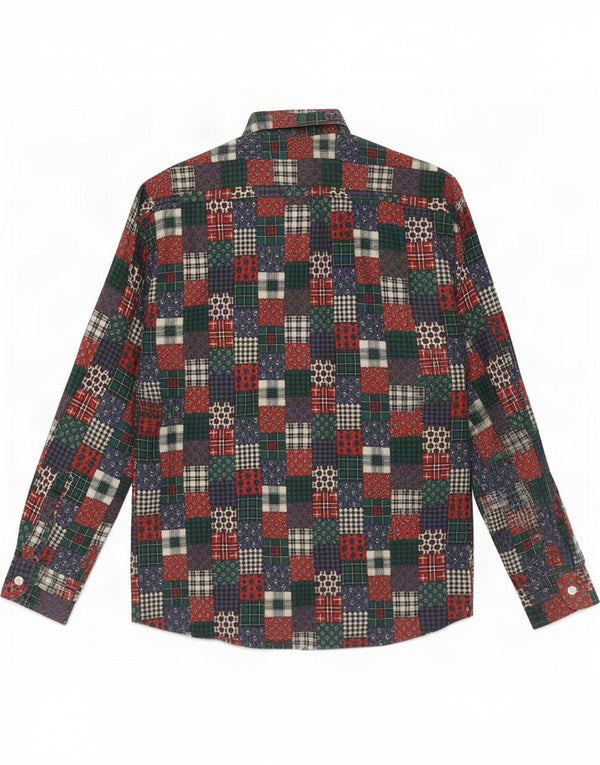 Vintage Herre Regular Fit-skjorte Medium Flerfarvet Patchwork