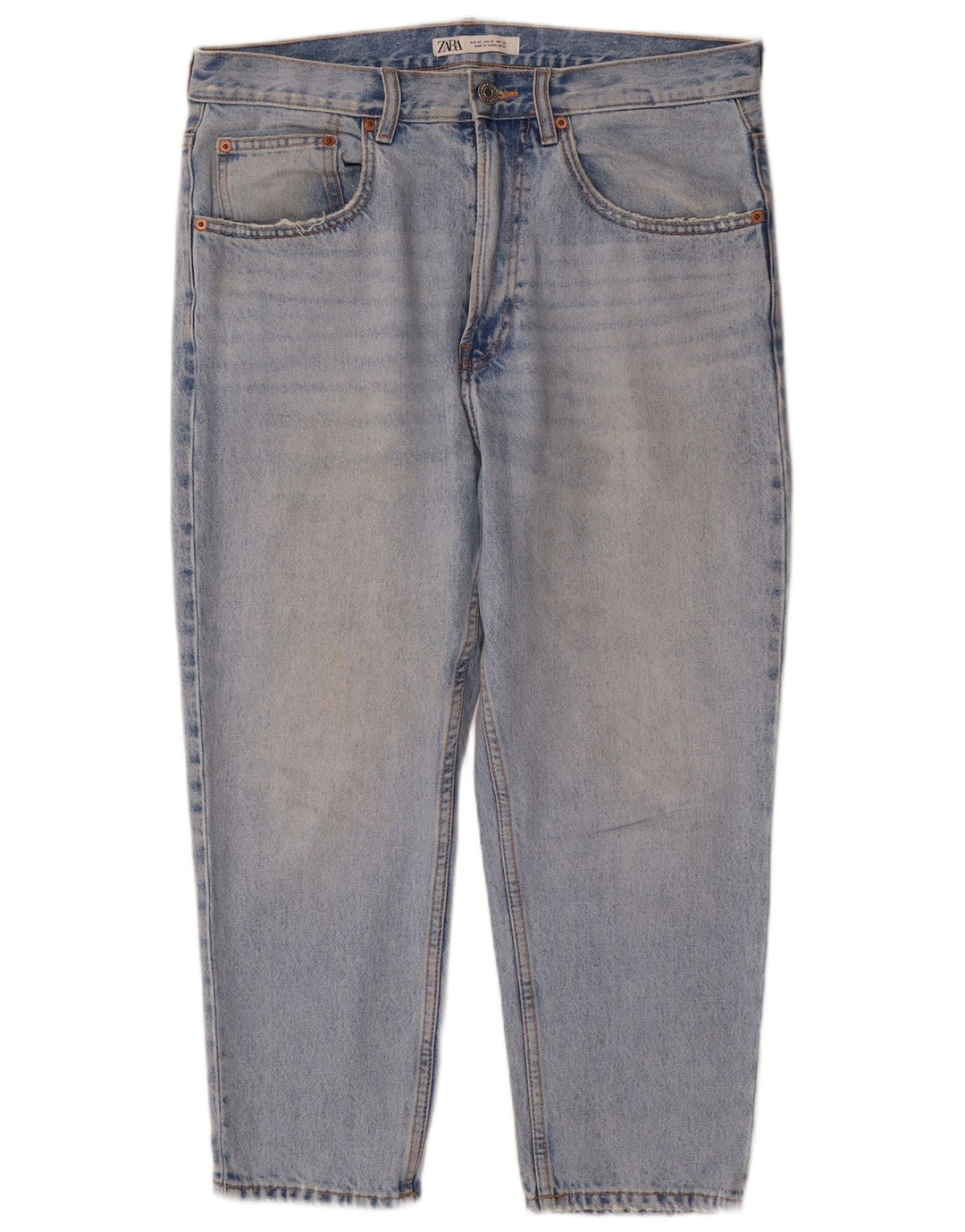 ZARA Herre Cropped Jeans EU 42 Large W32 L24 Blå