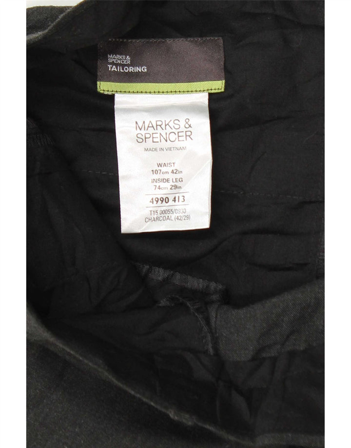 Marks & Spencer Herre tilspidsede jakkesætsbukser W42 L29 Grå polyester