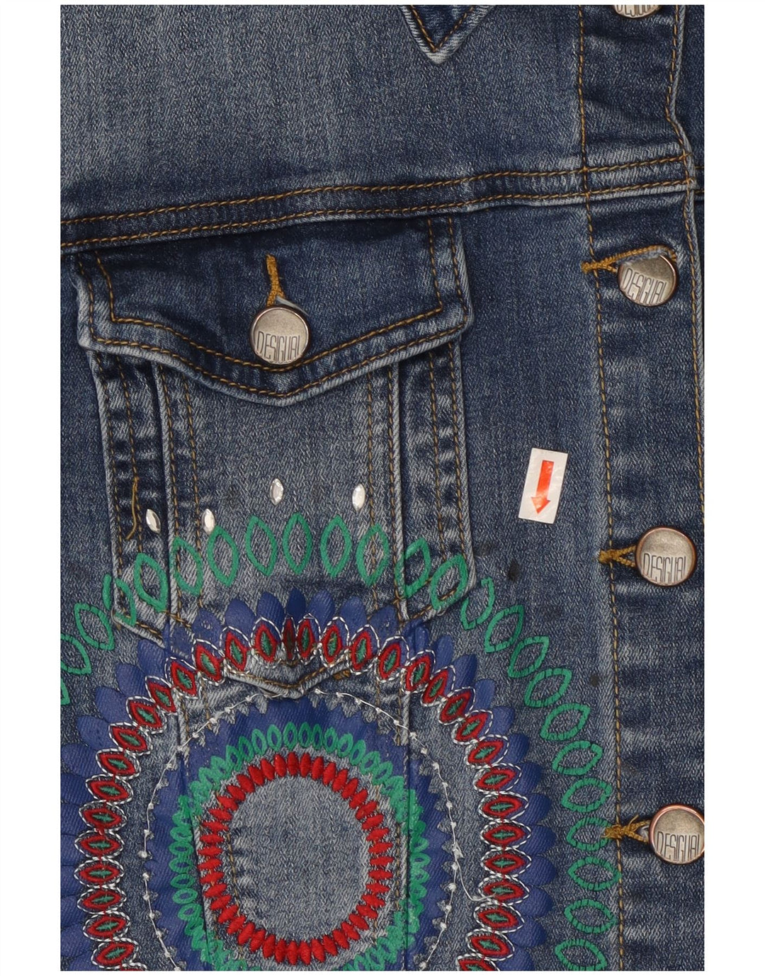 Desigual Womens Graphic Crop denimjakke EU 42 Large Blue Polyester