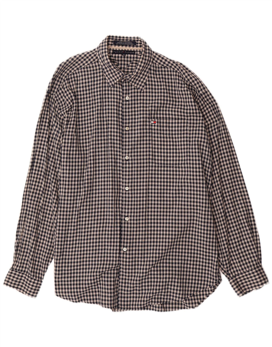 TOMMY HILFIGER Herreskjorte XL sort ternet bomuld