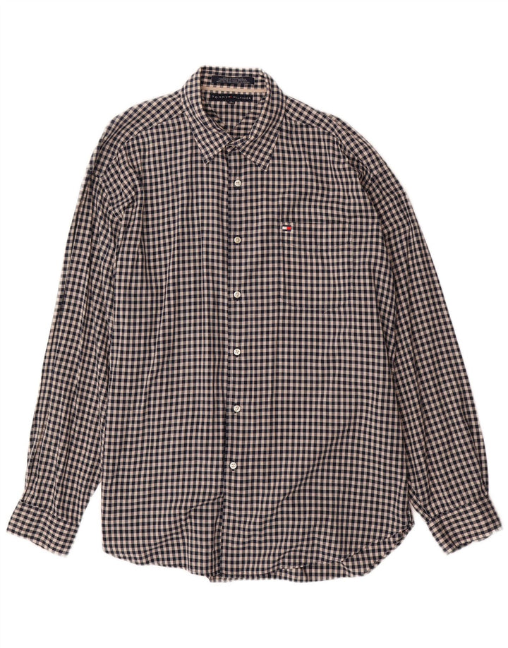 TOMMY HILFIGER Herreskjorte XL sort ternet bomuld