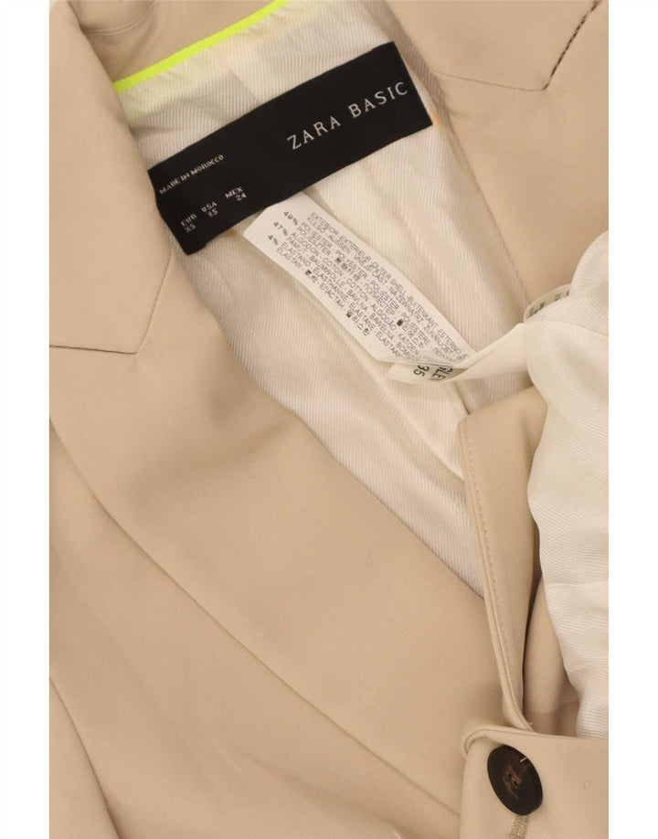 Zara Dame 1-knaps blazerjakke UK 6 XS Beige Polyester