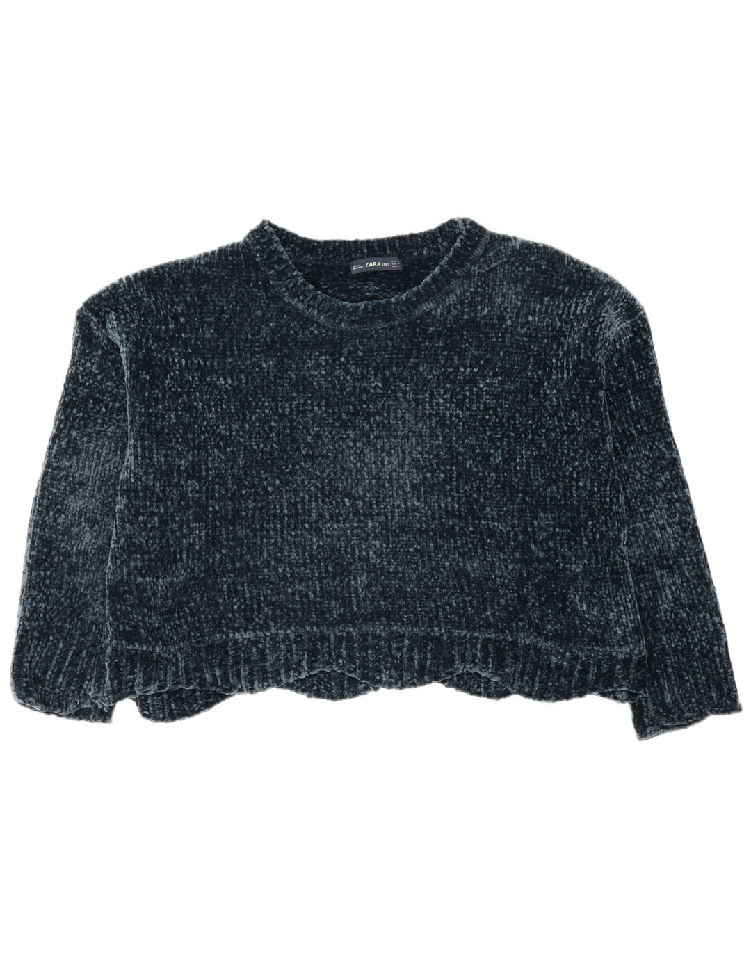 Zara Dame Oversized Crew Neck Jumper Sweater UK 14 Medium Navy Blue