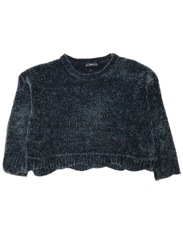 Zara Womens Oversized Crew Neck Jumper Sweater UK 14 Medium Navy Blue