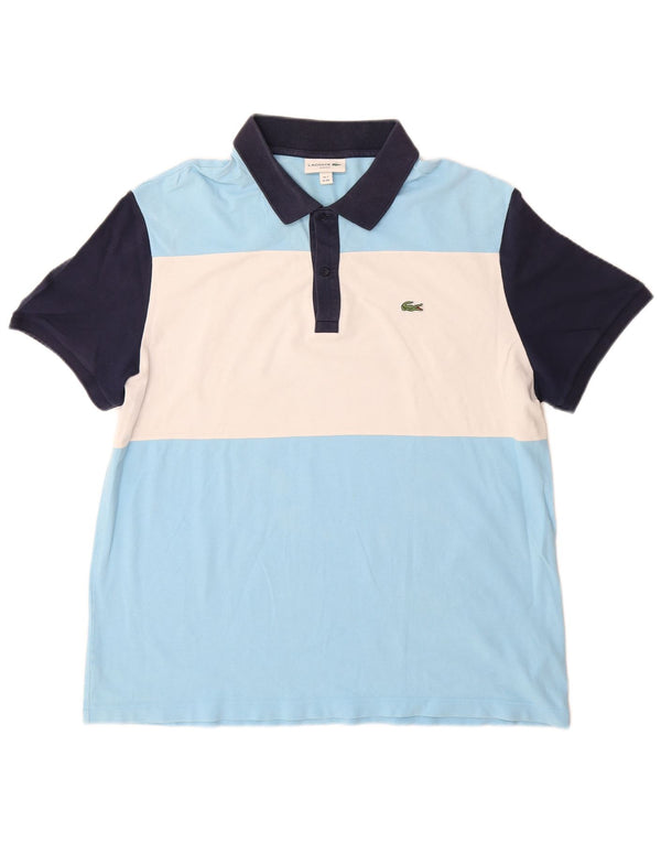 Lacoste Herre Slim Fit Polo Shirt Størrelse 7 2XL Blå Colourblock Bomuld