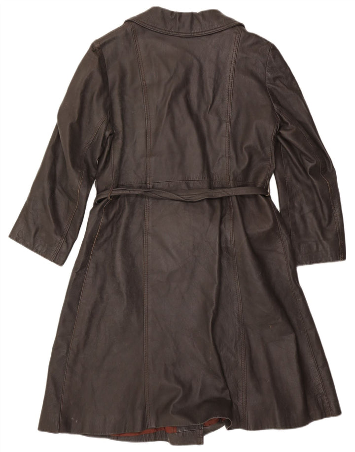 VINTAGE Læderfrakke til kvinder UK 14 Medium Brun
