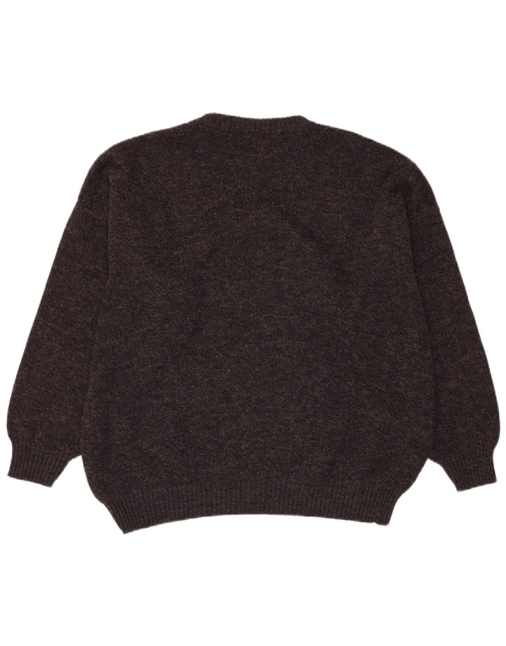 VINTAGE Herre Crew Neck sweater IT 54 XL Grå Fair Isle Wool