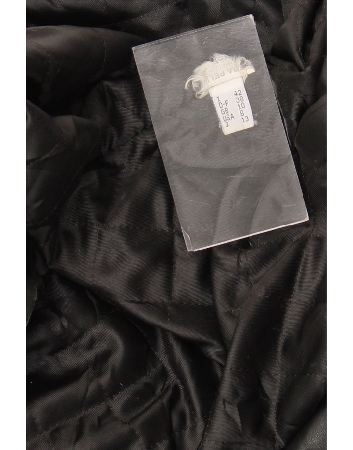 VINTAGE Oversized læderjakke til kvinder UK 10 Small Black
