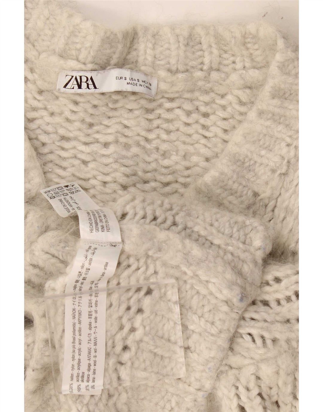 Zara Womens Crop Cardigan Sweater UK 10 Small Grå Nylon
