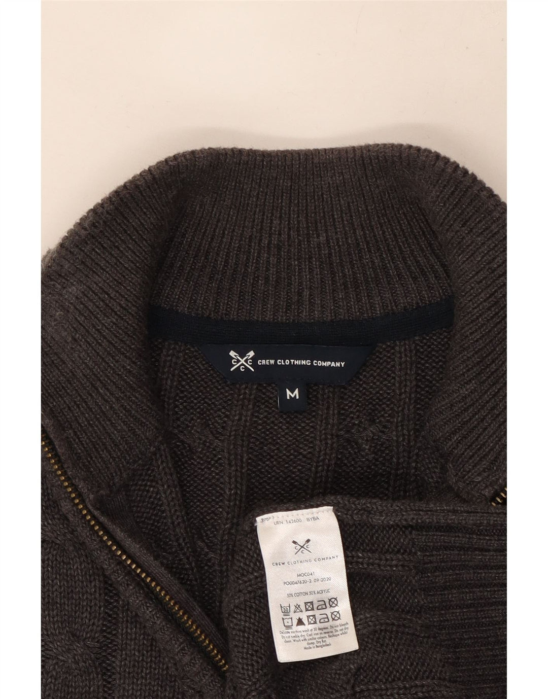 Crew tøj Herre lynlås-hals sweater mellemgrå bomuld