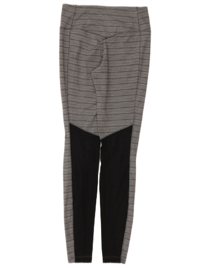 Nike Dame Dri Fit Leggings UK 8 Small Grey Colourblock Nylon