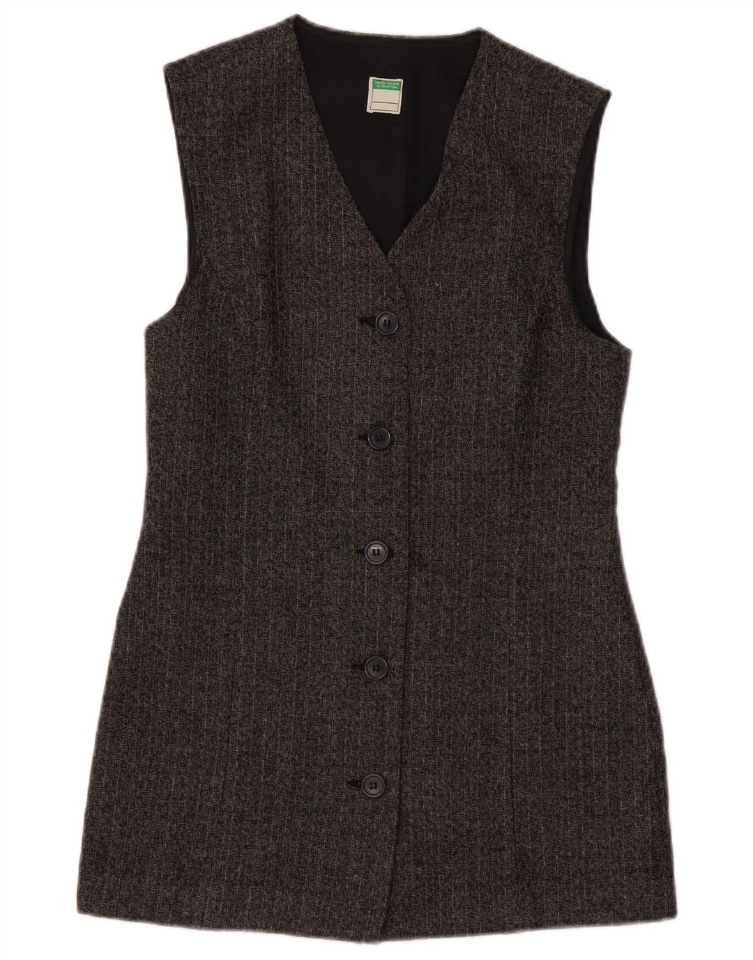 BENETTON Dame Longline Blazer Jacket UK 10 Small Grey Pinstripe