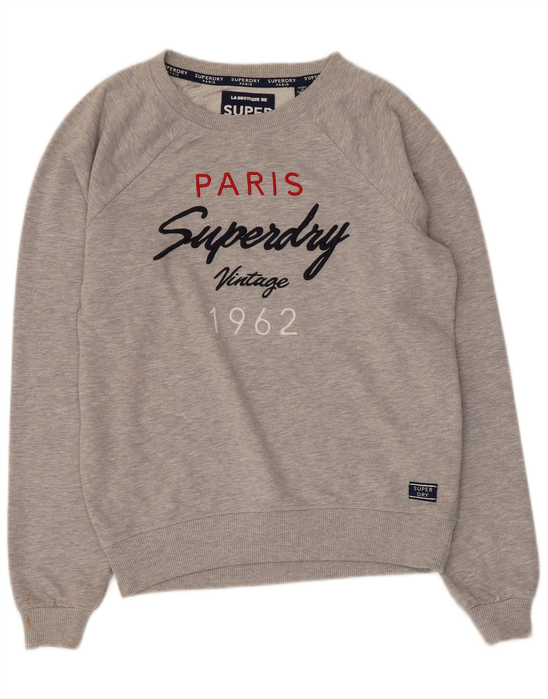 Superdry Graphic Sweatshirt Jumper UK 10 Small Grey Flecked