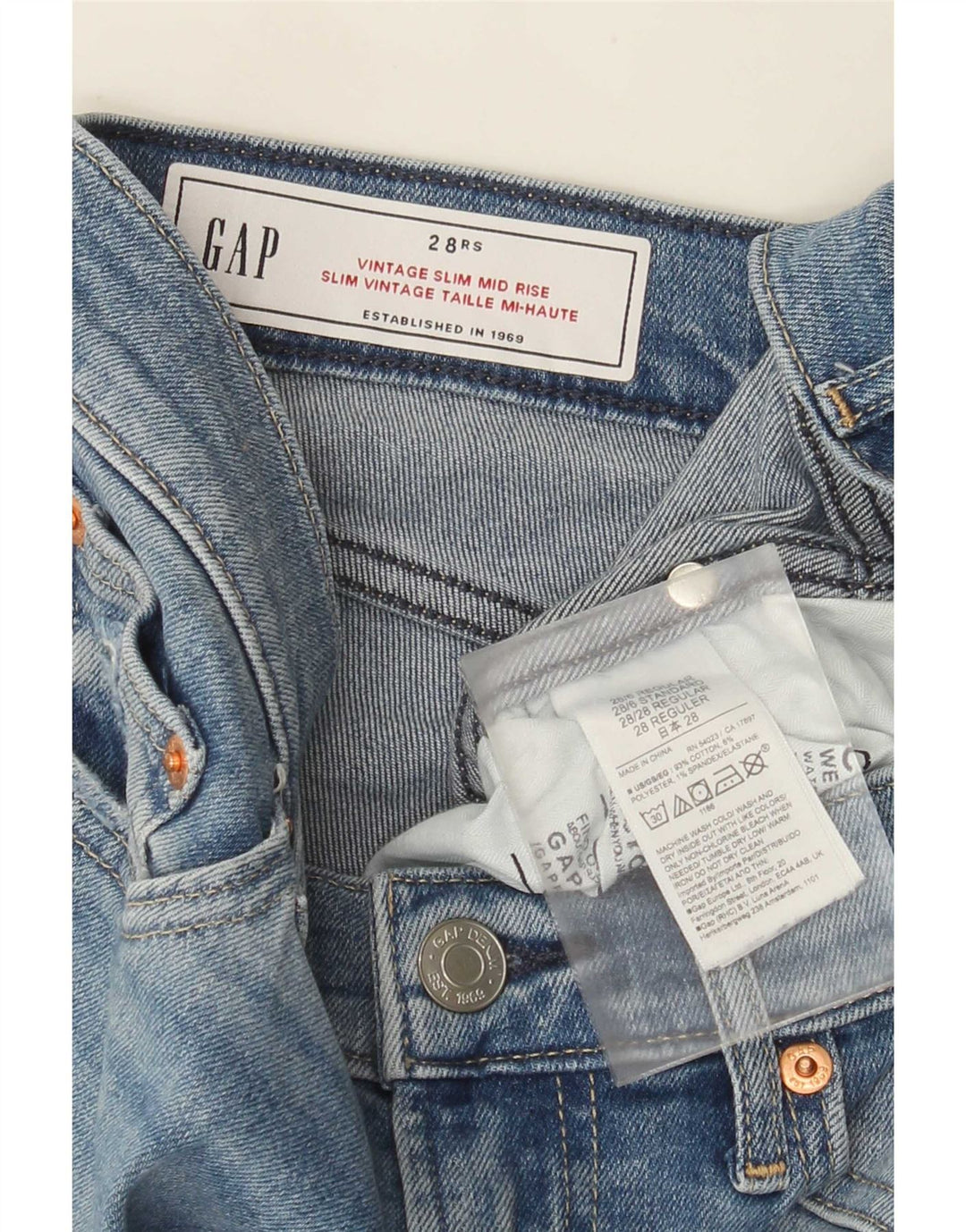 Gap Dame Mid Rise Slim Jeans W28 L27 Blå Bomuld