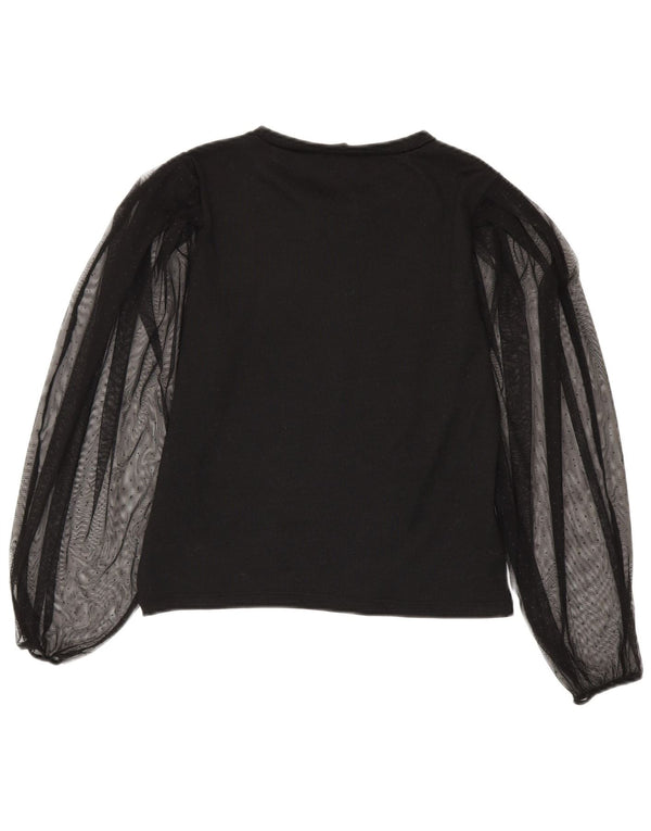 Zara Dame Langærmet Bluse Top UK 10 Lille Sort