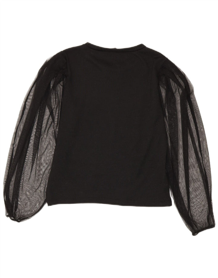 Zara Dame Langærmet Bluse Top UK 10 Lille Sort