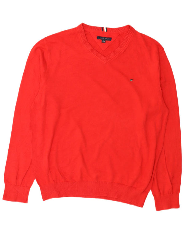 Tommy Hilfiger Herre V-hals sweater 2XL Rød Bomuld