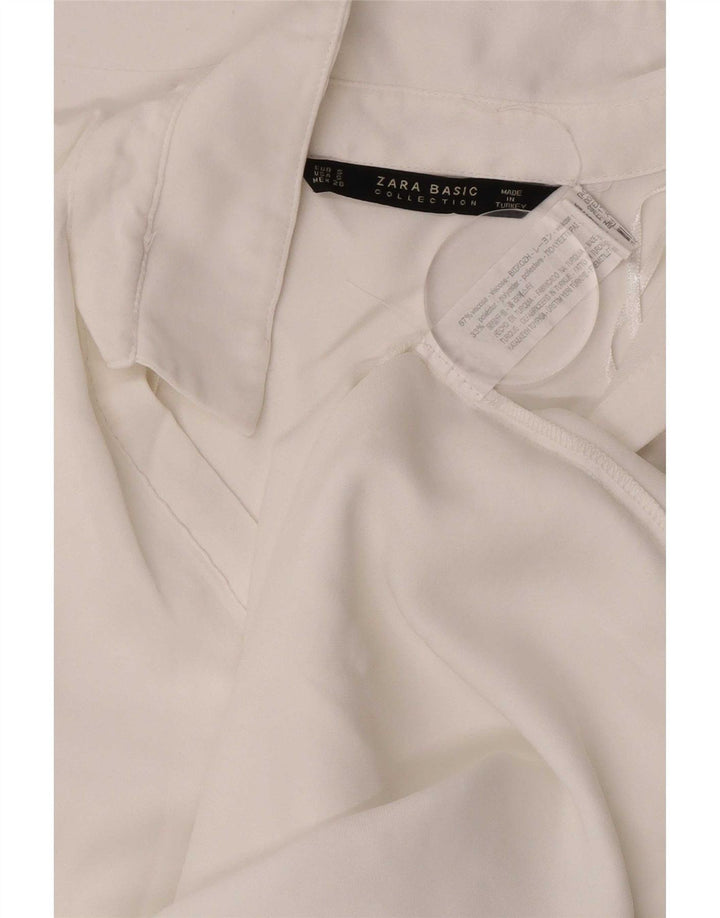 Zara skjortebluse til kvinder UK 10 Lille hvid viskose