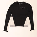 Nike Dame Running Top Langærmet UK 6 XS Sort Colourblock Polyester