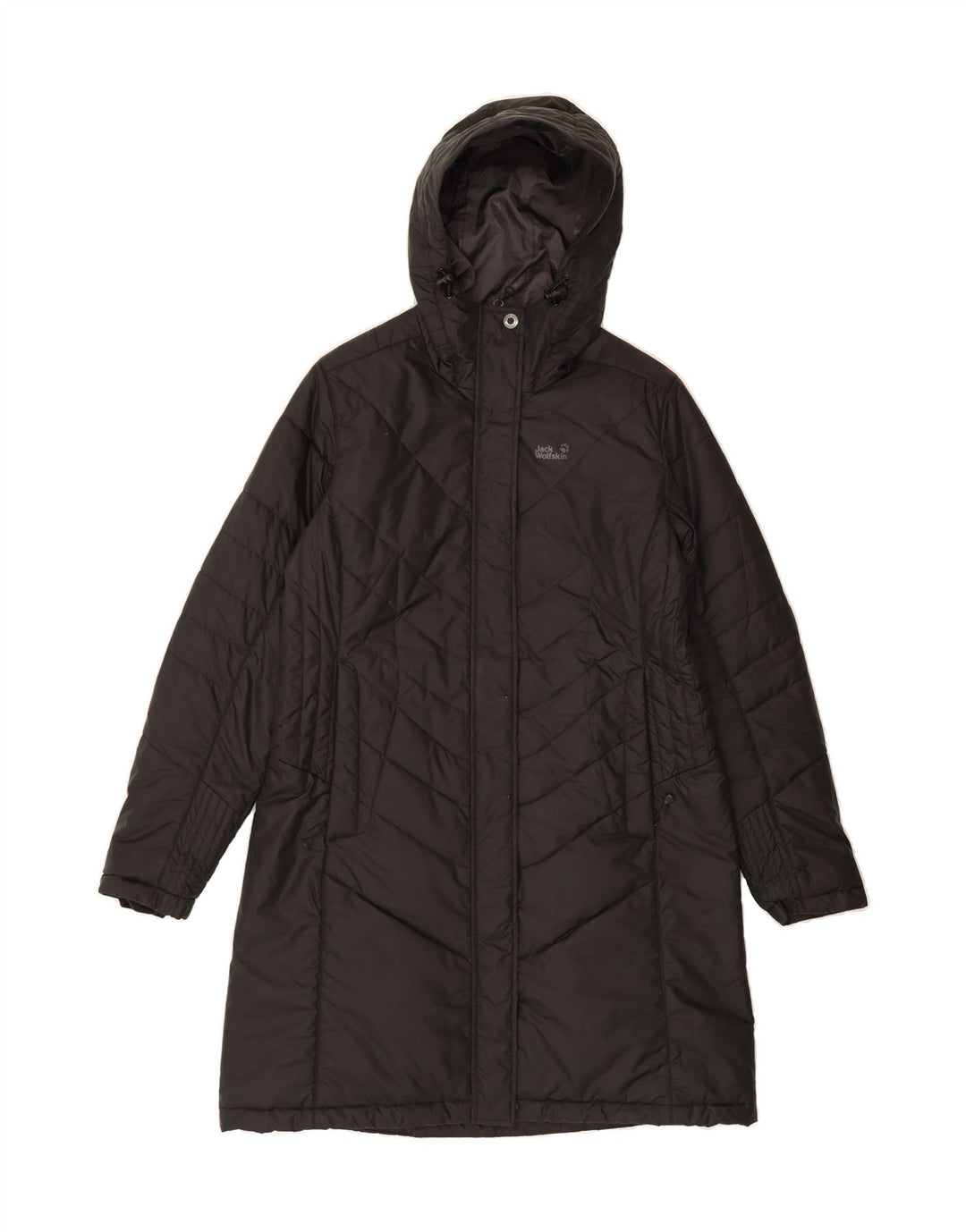 JACK WOLFSKIN Womens Hooded Padded Coat UK 16 Large  Black Polyester Vintage Jack Wolfskin and Second-Hand Jack Wolfskin from Messina Hembry 