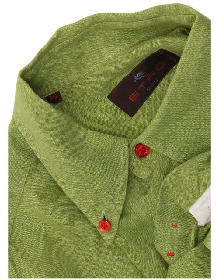 Etro herreskjorte str. 40 Medium Grøn hør