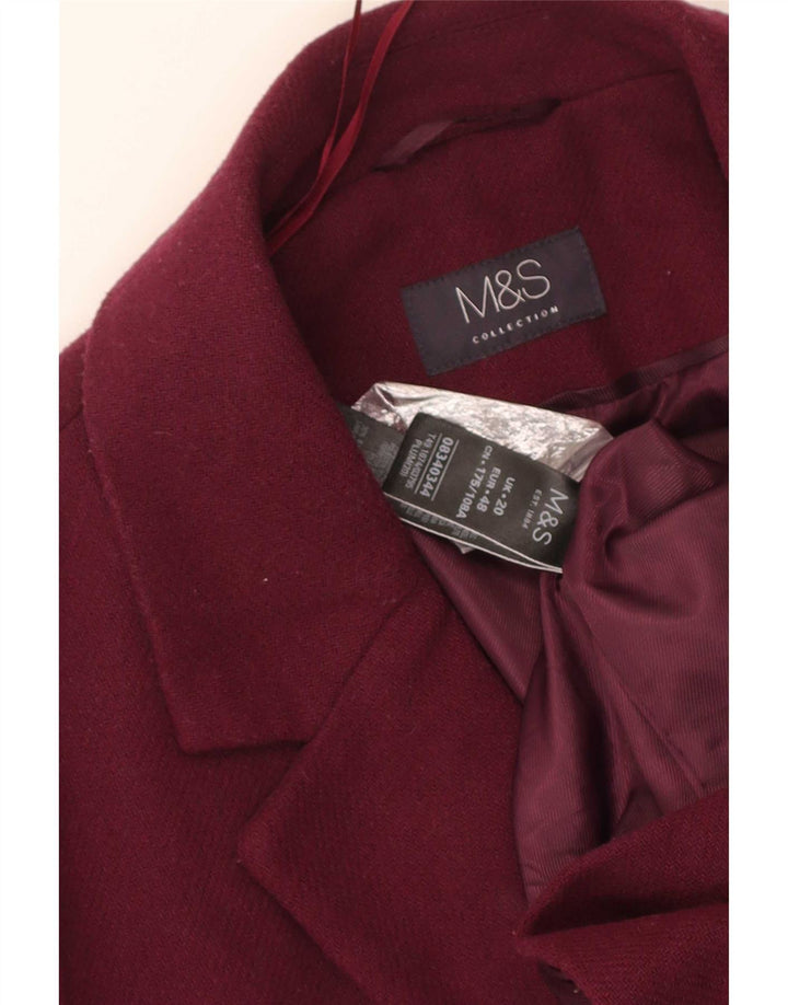 Marks & Spencer Dame Overfrakke UK 20 2XL Burgundy Polyester