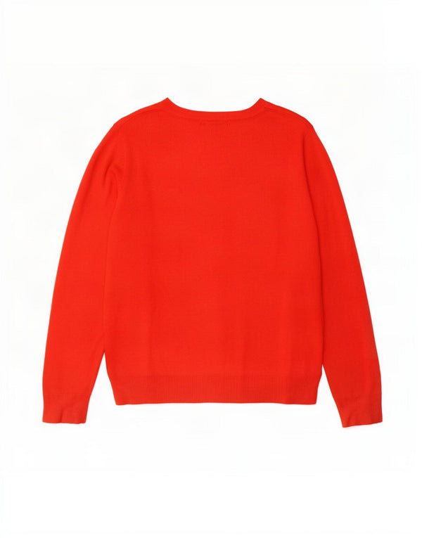 Marks & Spencer Dame Boat Neck Jumper Sweater UK 14 Large Red Acryl