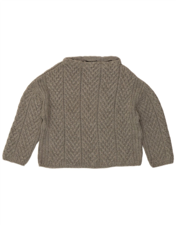 Zara Dame Oversized Crop Turtle Neck Jumper Sweater UK 10 Small Grey
