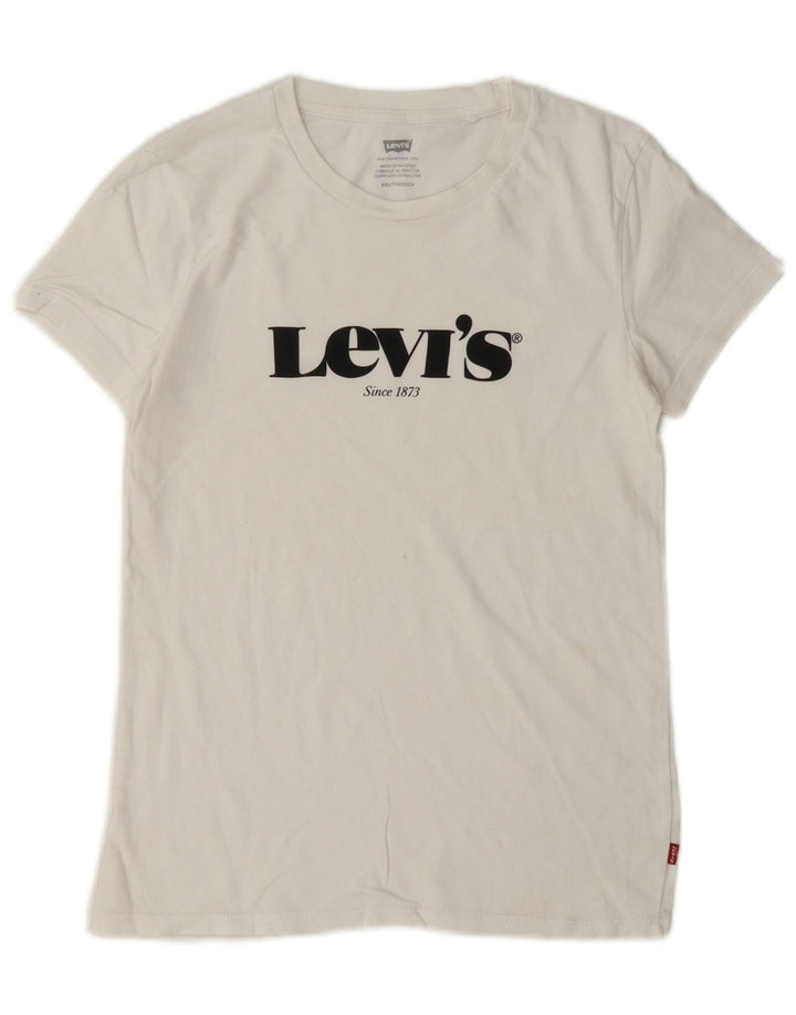 Levi's Dame Oversized grafisk T-shirt Top UK 2 2XS Hvid