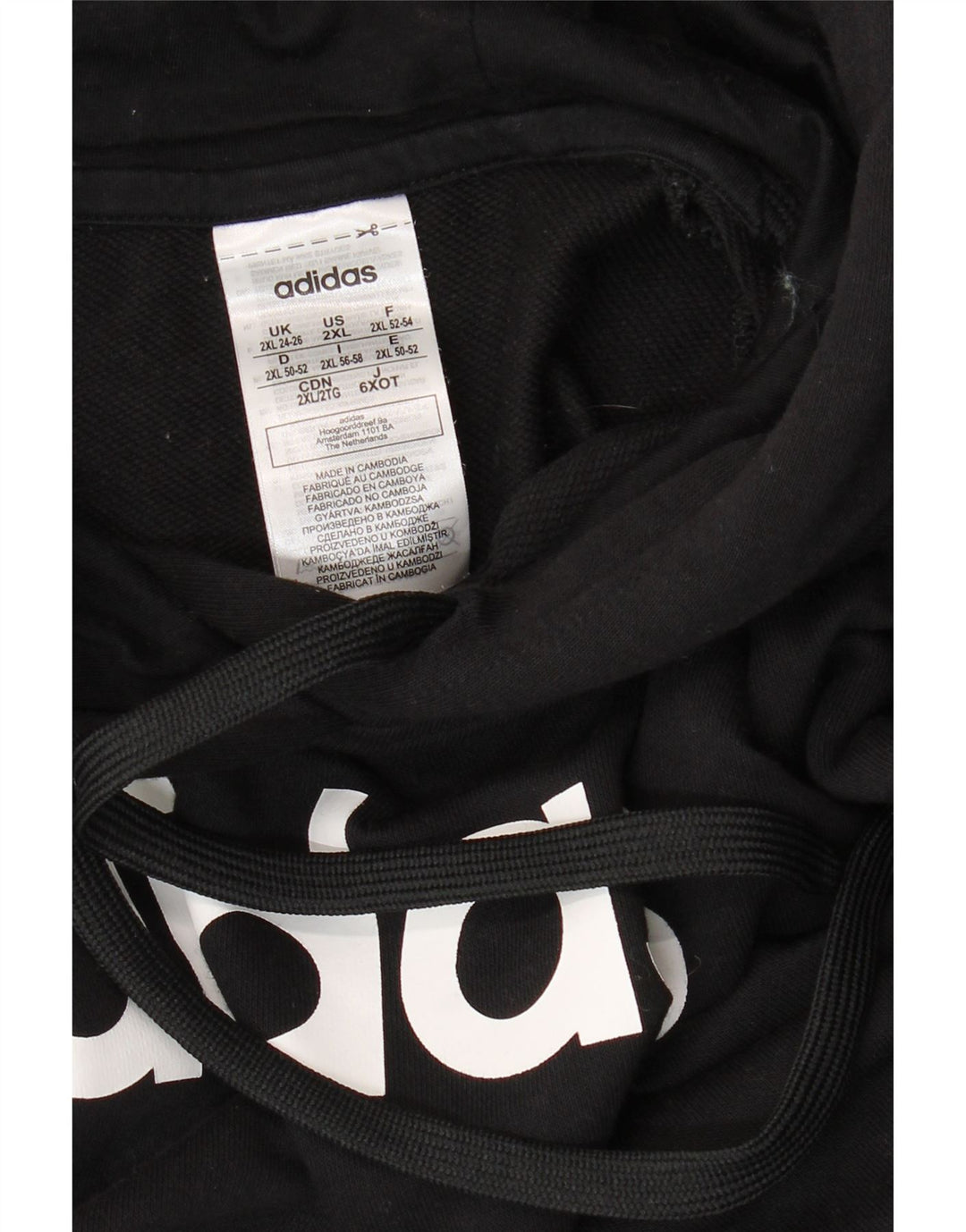 ADIDAS Grafisk hættetrøje til kvinder UK 24/26 2XL Sort bomuld