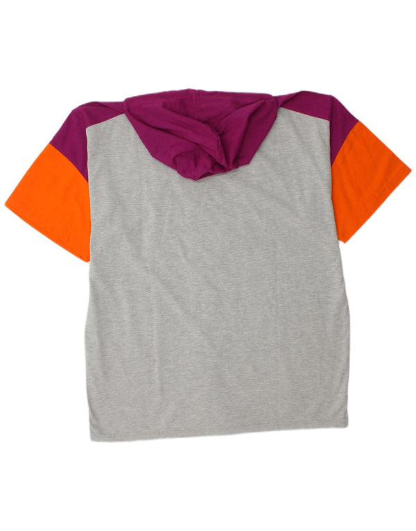 Diadora Herre Hooded Grafisk T-Shirt Top XL Grå Colourblock Bomuld