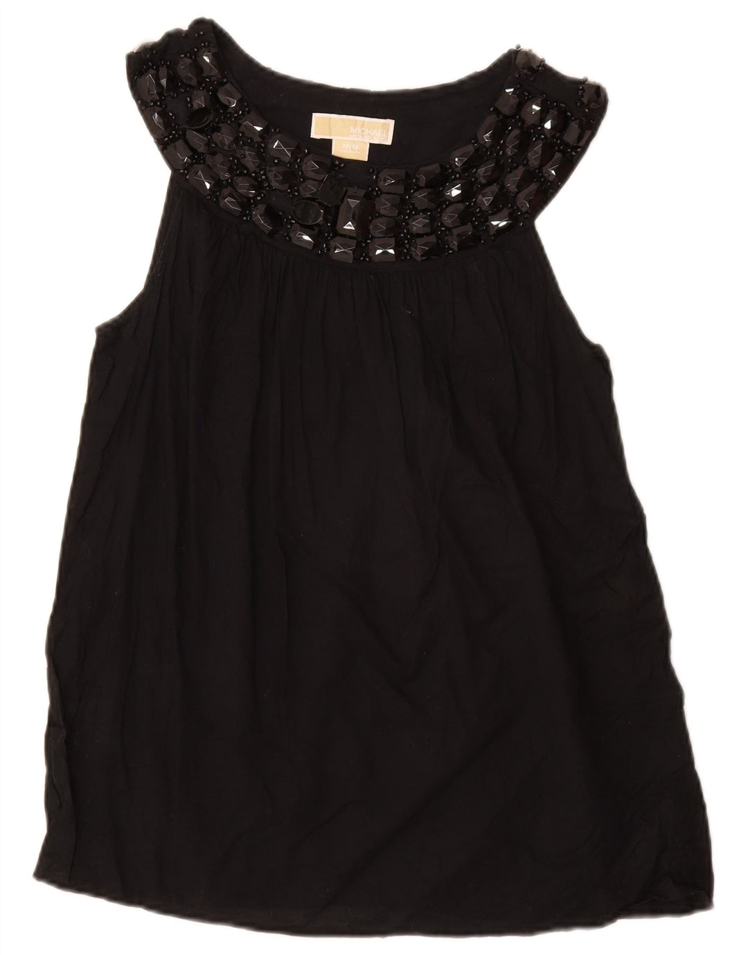 MICHAEL KORS Dame ærmeløs bluse Top UK 12 Medium Sort Bomuld