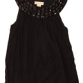 MICHAEL KORS Dame ærmeløs bluse Top UK 12 Medium Sort Bomuld