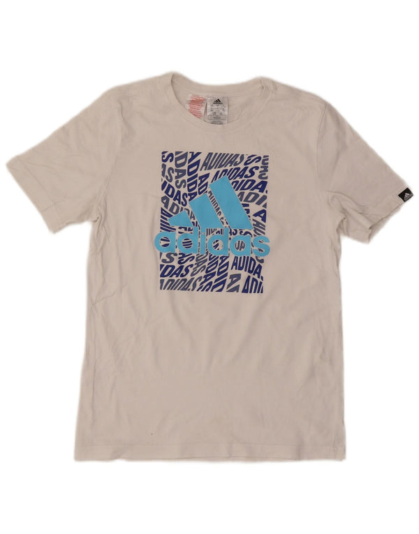 Adidas drenge grafisk t-shirt top 13-14 år hvid bomuld
