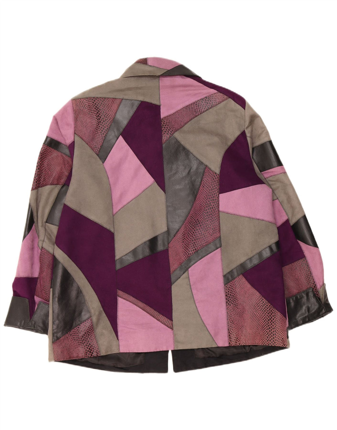 Vintage læderjakke til kvinder UK 18 XL Flerfarvet patchwork læder