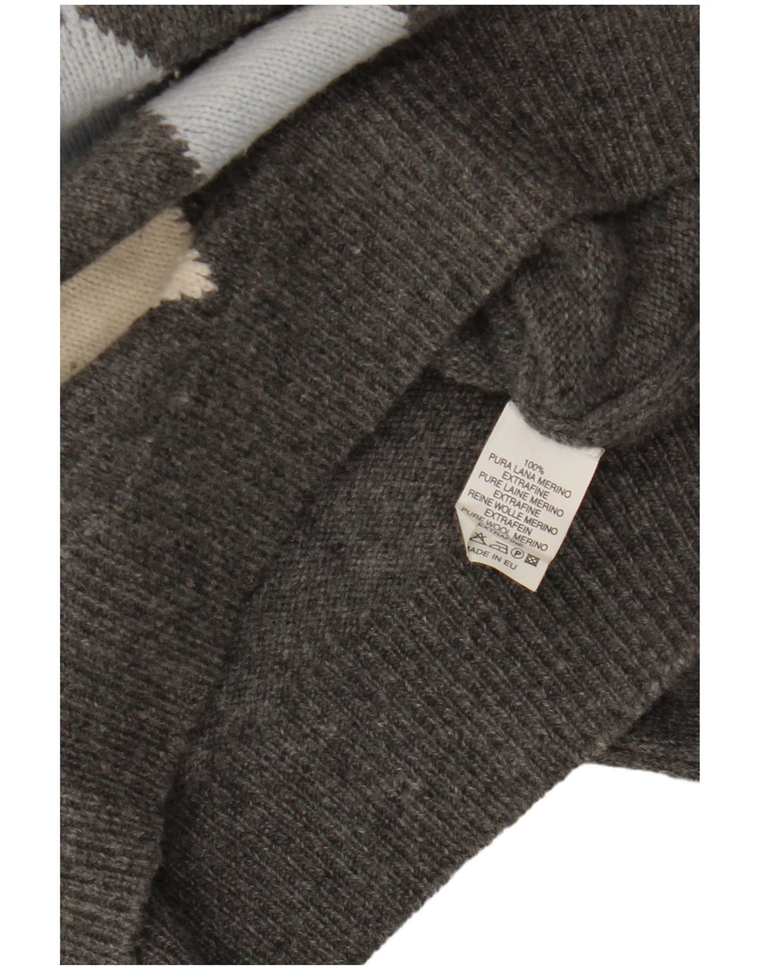 VINTAGE Dame sweater med rund hals, UK 14 Medium Grey Argyle/Diamond