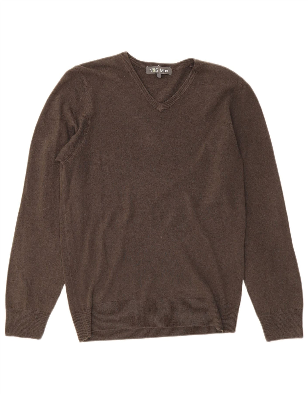 MARKS & SPENCER Herre V-hals sweater lille grå akryl