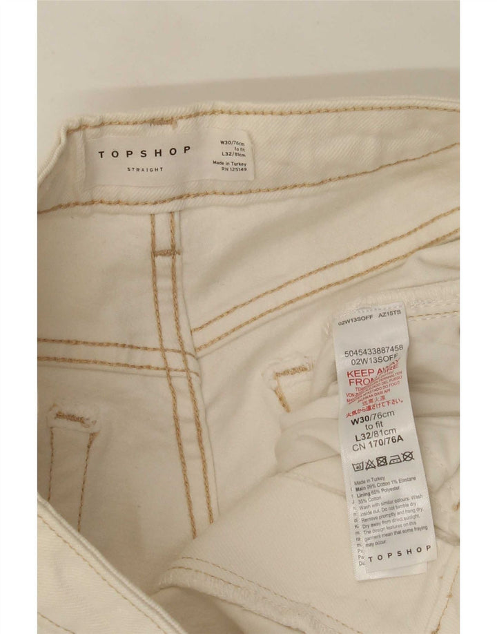 Topshop Dame Straight Jeans W30 L26 Hvid Bomuld