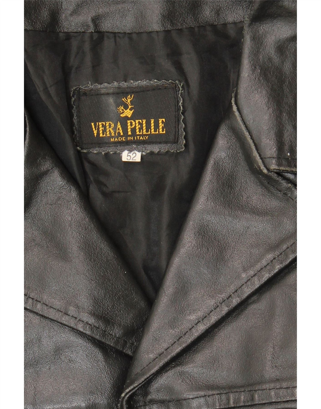 VINTAGE Herre Læderjakke IT 52 XL Sort Læder