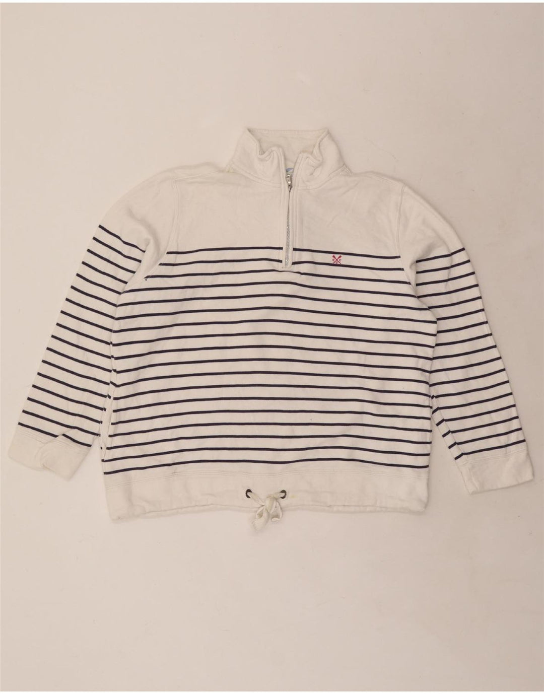 CREW CLOTHING Dame sweatshirt med lynlås-hals DK 14 Stor hvid stribet