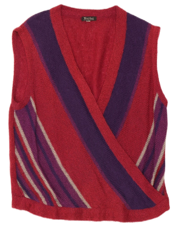 Werther Dame Crop Vest Tank Top IT 44 Medium Burgundy Stribet Mohair