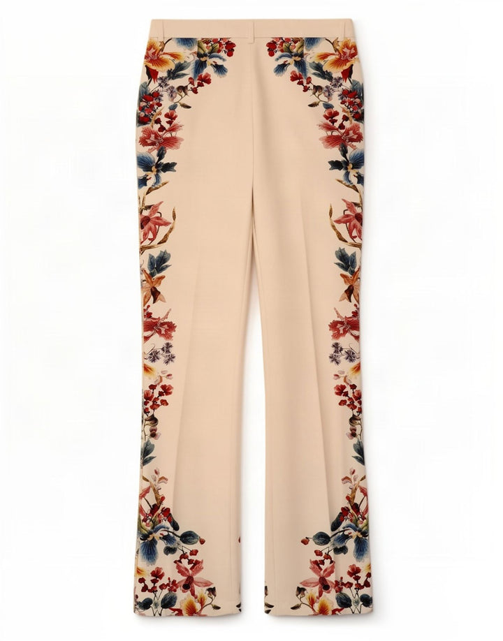 Zara Dame Bootcut Casual Bukser Medium W28 L32 White Floral Polyester