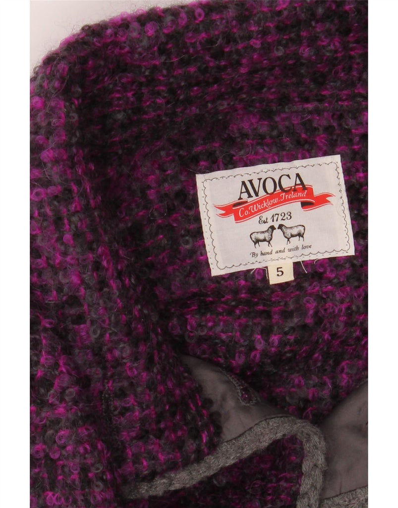 AVOCA Womens Abstract Pattern Oversized Overcoat UK 5 XS Purple Classic Vintage Avoca and Second-Hand Avoca from Messina Hembry 